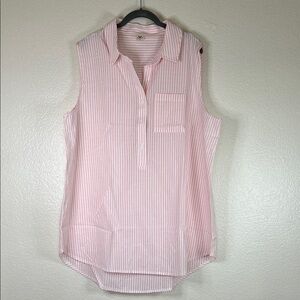 Pink and white striped collared sleeveless top, size 2X